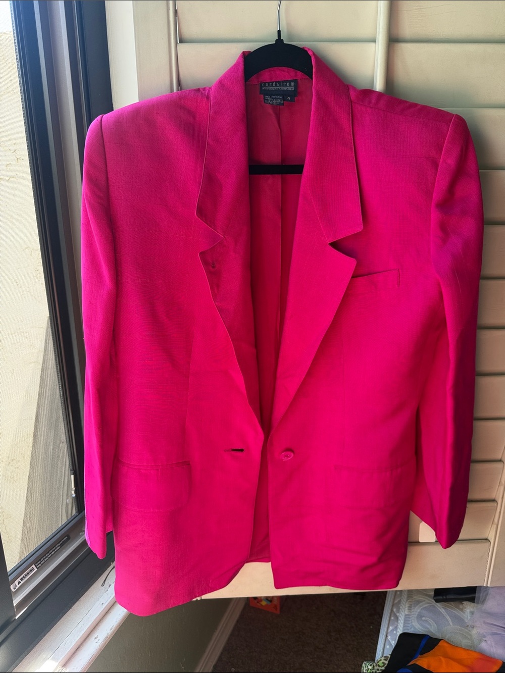 Vintage Hot Pink silk Blazer - Oversized Single-Button Jacket